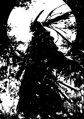 Monochrome Samurai Warrior Silhouette
