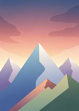 Minimalist Mountain Landscape at Sunset