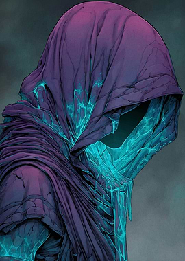 Hooded Figure with Glowing Accents
