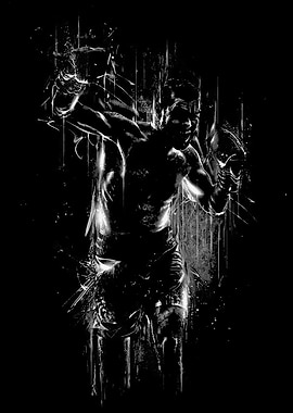Monochrome MMA Fighter in Action
