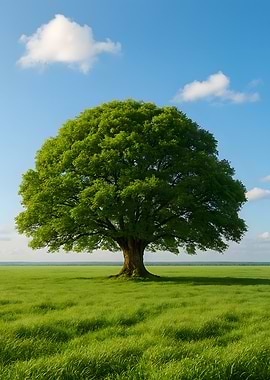 Lone Tree in a Green Field