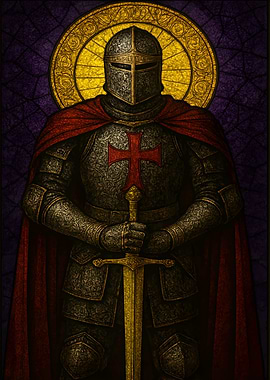 Templar Knight with Sword and Halo