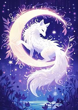 Fox on the Moon Digital Art