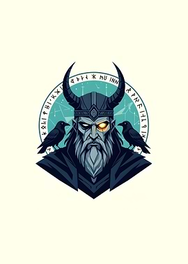 Odin with Ravens Digital Art
