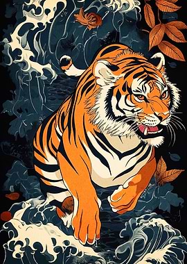 Tiger Ukiyo-e Style