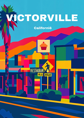 Victorville California Colorful Cityscape Illustration