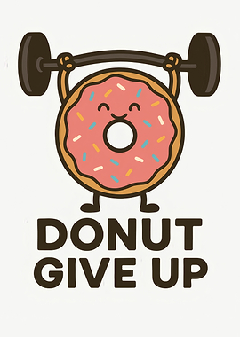 Donut Give Up Cartoon Illustration