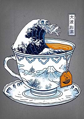 Great Wave Tea Cup Art