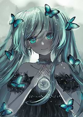 Girl with Butterflies and Orb