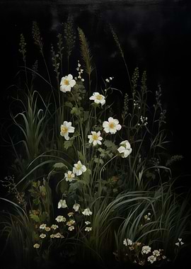 Dark Floral Flowers Night