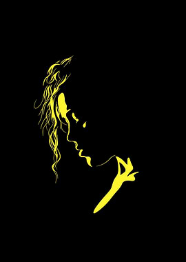 Yellow Silhouette of a Woman's Profile