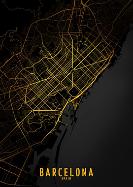 Barcelona Golden City Map