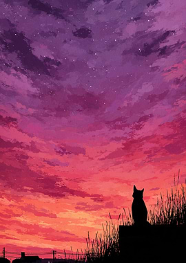Cat Silhouette at Sunset