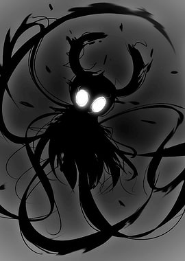 Hollow Knight Character in Black and White