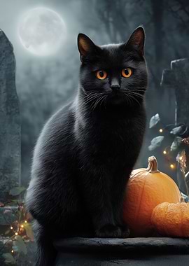 Black Cat Halloween Night