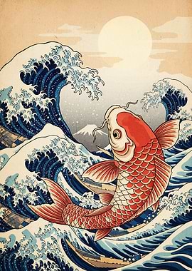 Koi Fish and Great Wave