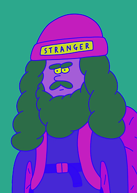 Cartoon Hiker with 'Stranger' Beanie