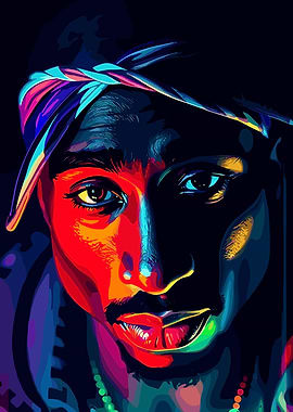 Colorful Portrait of Tupac Shakur