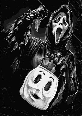 Ghostface with knife and mask