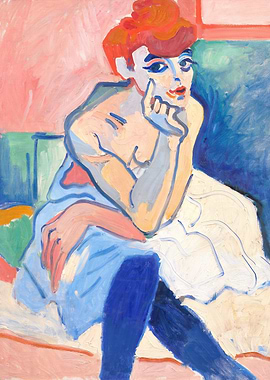 Expressionist Portrait of a Red-Haired Woman