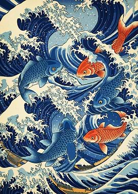 Japanese Waves Koi Fish