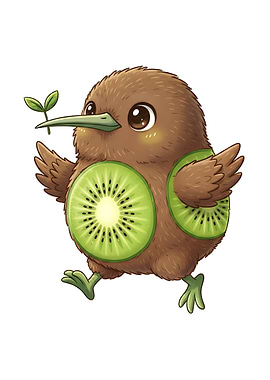 Kiwiwi Kiwi Bird with Kiwi Fruit Slices