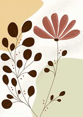 Floral Illustration with Earthy Tones