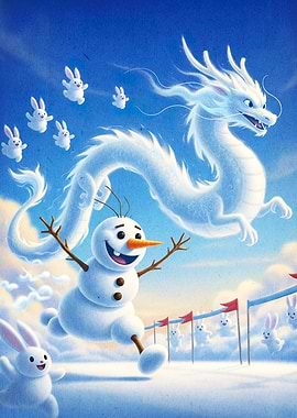Dragon Bunnies Snowy Landscape