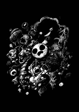 The Binding of Isaac Horror Illustration with Skulls