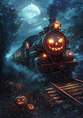 Halloween Train in the Moonlight