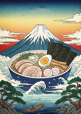 Ramen Bowl Mount Fuji Japanese