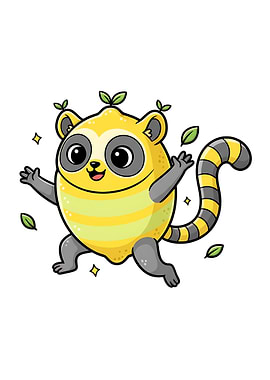 Lemurmon Cartoon Lemon Lemur Hybrid Illustration