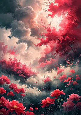 Field of Scarlet Flowers