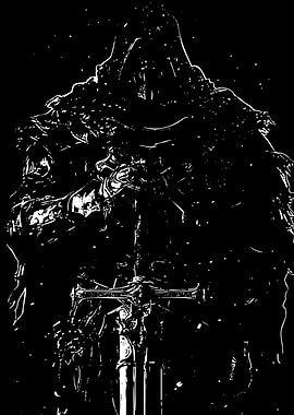 Dark Knight Silhouette with Sword