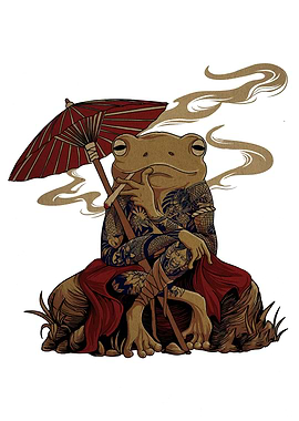 Tattooed Frog Yakuza with Umbrella