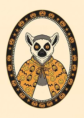 Halloween Lemur in Pumpkin Cape
