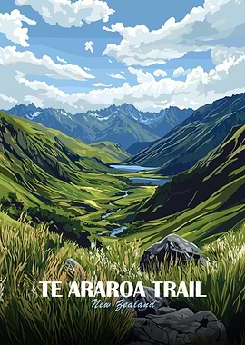 Te Araroa Trail New Zealand Poster