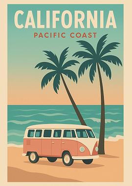 California Pacific Coast Travel Poster