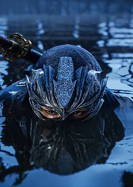 Ninja Gaiden in Water with Sword