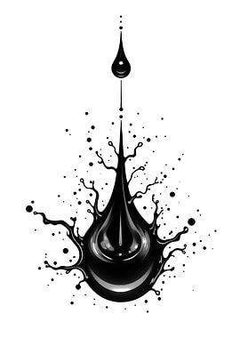 Black Liquid Splash on White Background