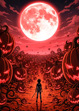 Halloween Night Pumpkin Field