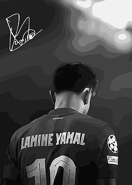 Lamine Yamal Black and White Portrait