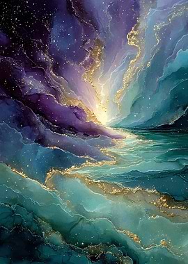 Abstract Gold Veins Painting