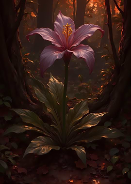 Pink Flower in Forest