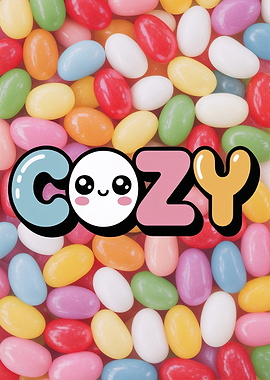 Cozy Kawaii Text Art with Jellybeans
