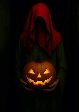 Halloween Hooded Figure with Jack-o'-Lantern