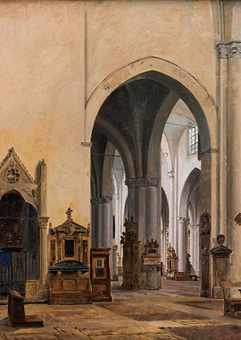 Interior of a Gothic Cathedral Painting