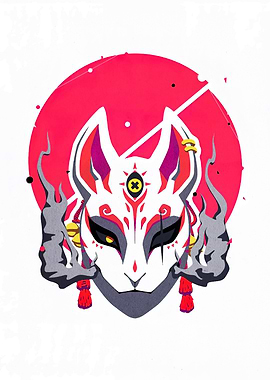Fox Mask with Red Sun