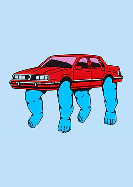 Car with Legs Digital Art