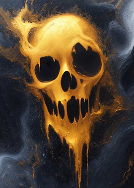 Golden Skull on Dark Background